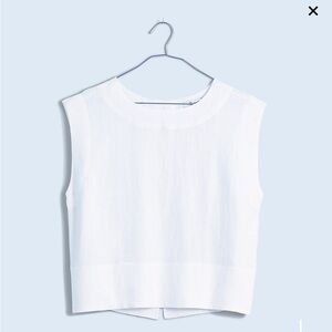 MADEWELL Bateau Neck Button Back Linen Tank